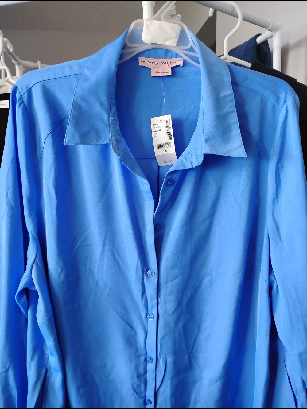 Penningtons In Every Story Women Sky Blue Button-Down Blouse Top With Pockets